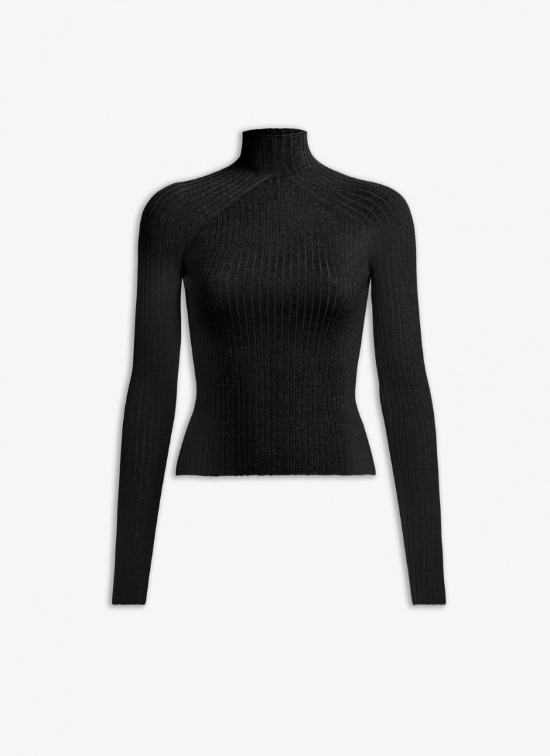 Black Women\'s Alaia Rib Knit Jumper Sweaters Australia | Y1V-8924