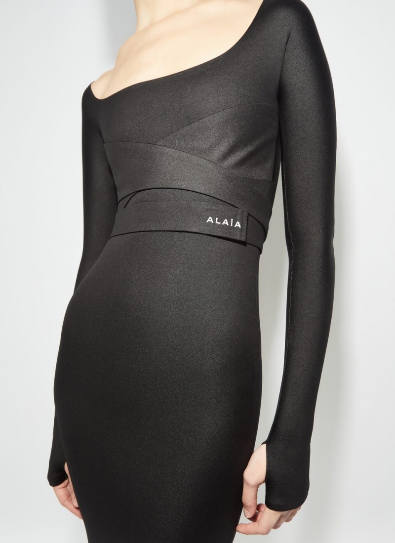 Black Women's Alaia Sculpting Jersey Dress Australia | V8N-8221