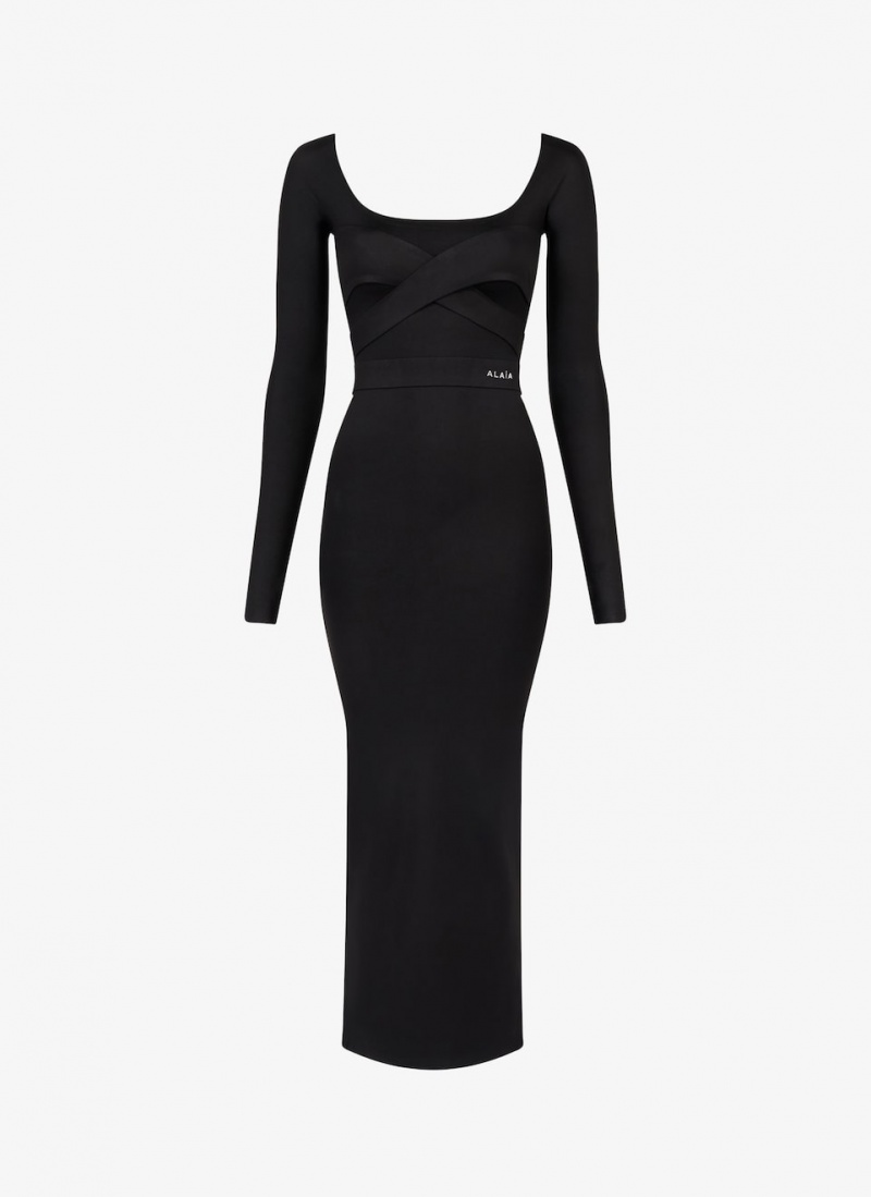 Black Women\'s Alaia Sculpting Jersey Dress Australia | V8N-8221