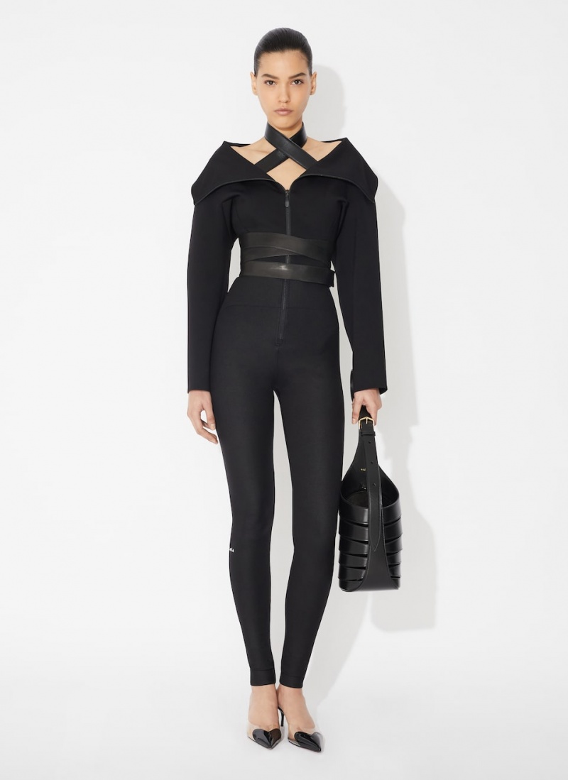 Black Women's Alaia Sculpting Jersey Jackets Australia | G9B-8600