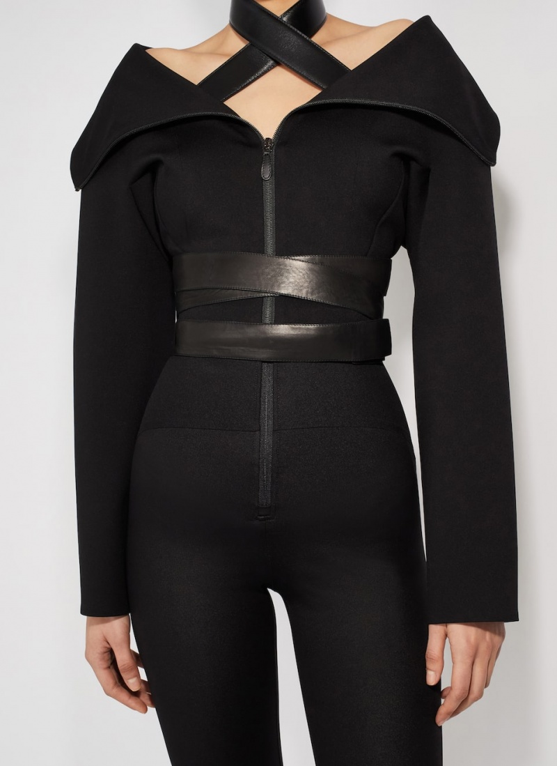 Black Women's Alaia Sculpting Jersey Jackets Australia | G9B-8600