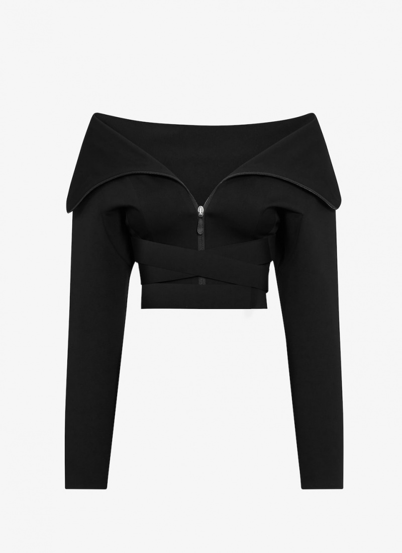 Black Women\'s Alaia Sculpting Jersey Jackets Australia | G9B-8600