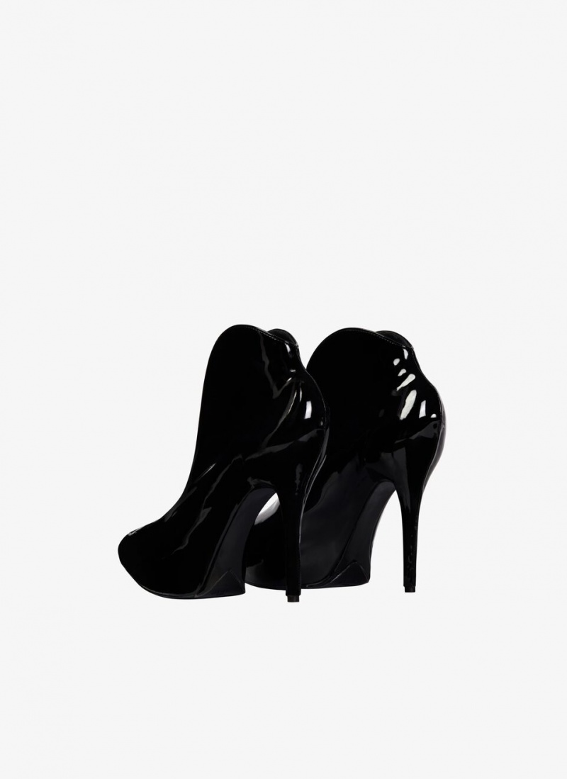 Black Women's Alaia Slick Patent Leather Booties Pumps Australia | C9R-3038