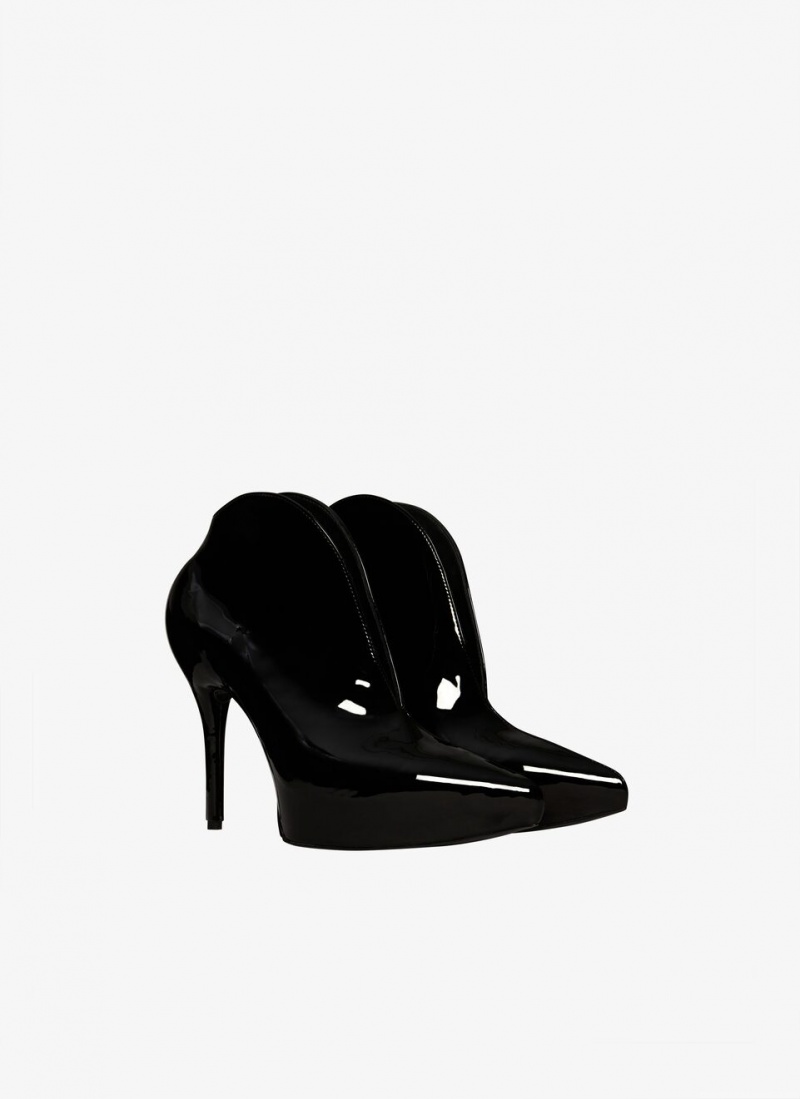 Black Women's Alaia Slick Patent Leather Booties Pumps Australia | C9R-3038