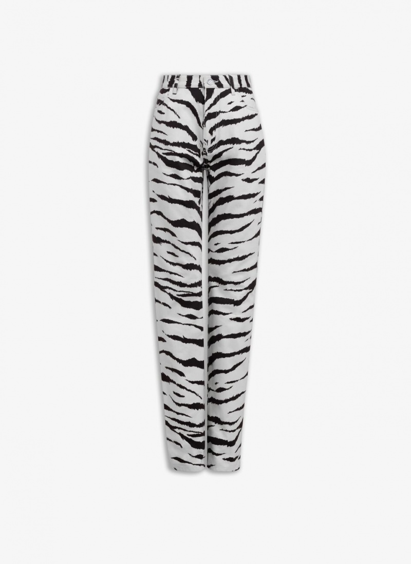 Black Women\'s Alaia Straigh Animal Jeans Australia | X0B-7281