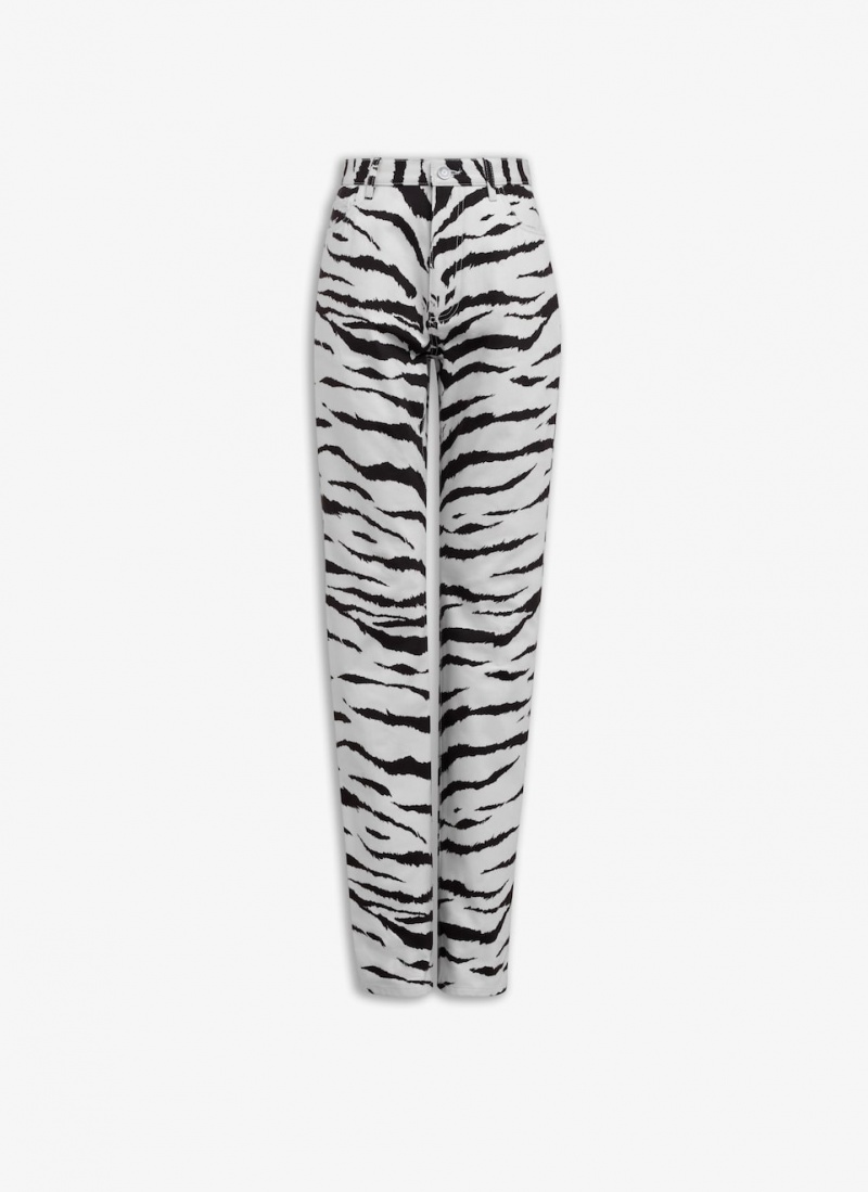 Black Women\'s Alaia Straigh Animal Jeans Australia | E0B-5029