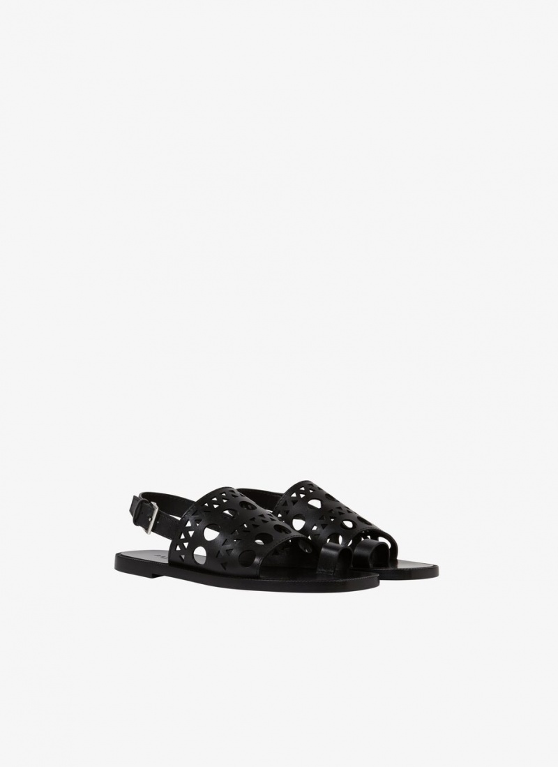 Black Women's Alaia Vienne Flat Sandals Australia | T6Y-3492