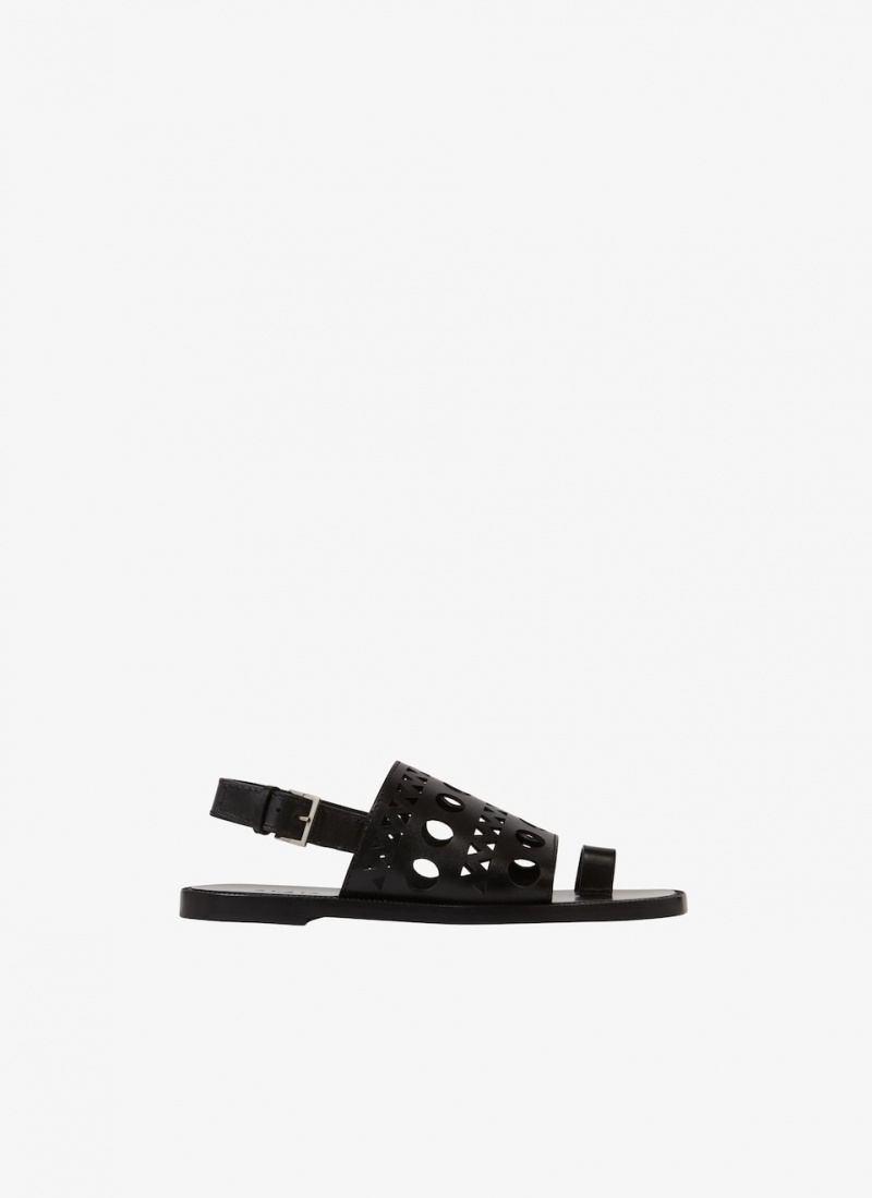 Black Women\'s Alaia Vienne Flat Sandals Australia | T6Y-3492