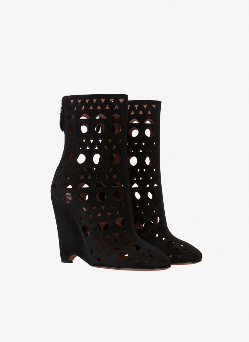 Black Women's Alaia Vienne Wedge Boots Australia | H6M-7380