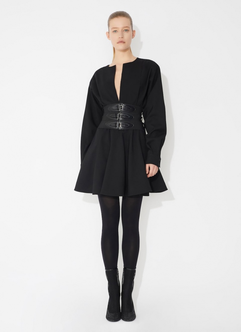 Black Women's Alaia Wool Buckle Dress Australia | L1Z-0144