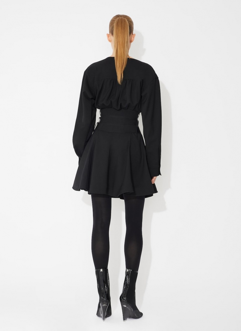 Black Women's Alaia Wool Buckle Dress Australia | L1Z-0144