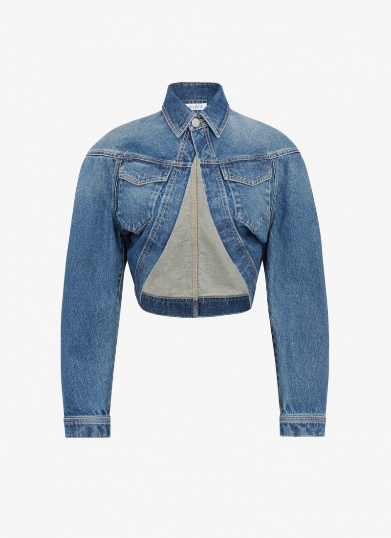 Blue Women\'s Alaia Denim Cardi Jackets Australia | R8N-7460