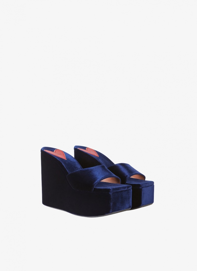 Blue Women's Alaia Riviera Wedge Mules Australia | H3K-4282