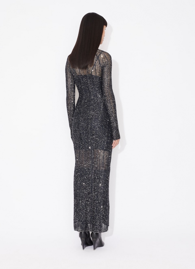 Blue Women's Alaia Sequin Highneck Dress Australia | S3G-5074