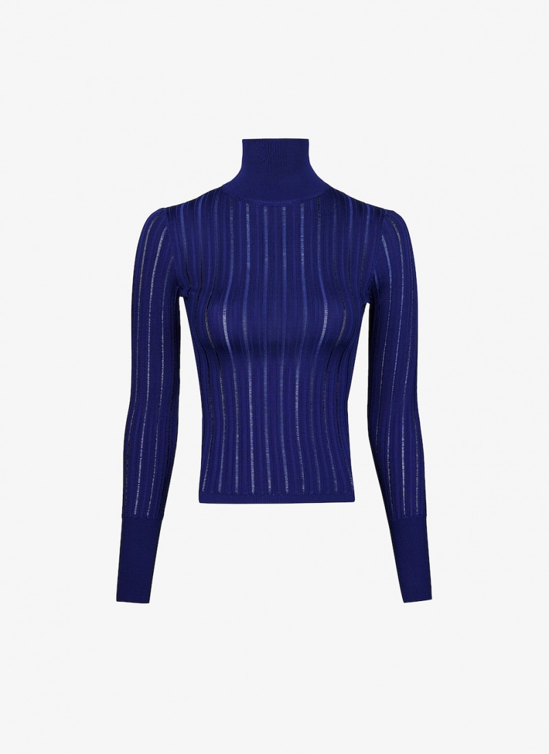 Blue Women\'s Alaia Shiny Crinoline Turtleneck Sweaters Australia | K7M-5028