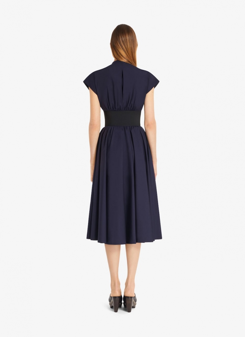 Marine Women's Alaia Belted Midi Japanese Poplin Dress Australia | L3X-0382