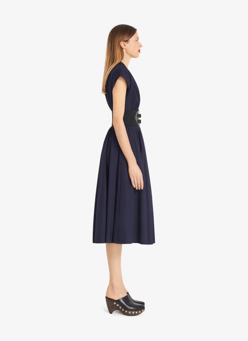 Marine Women's Alaia Belted Midi Japanese Poplin Dress Australia | L3X-0382