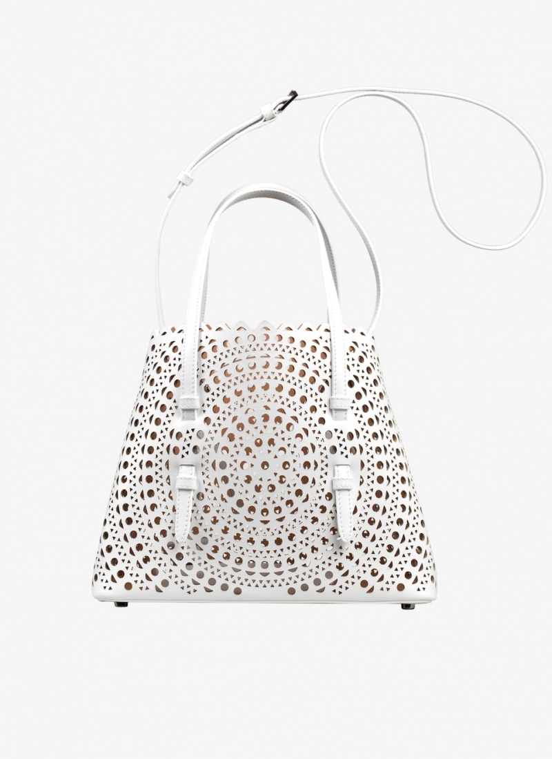 Optic White Women's Alaia Mina 25 Tote Bags Australia | W5R-9397