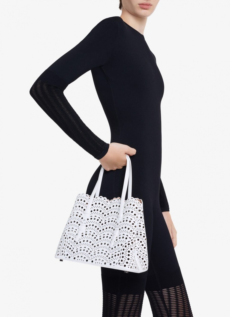 Optic White Women's Alaia Mina 25 Tote Bags Australia | A4S-6399