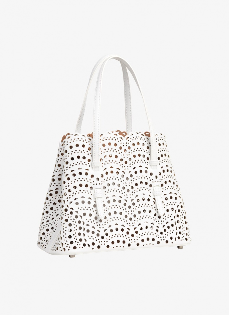 Optic White Women's Alaia Mina 25 Tote Bags Australia | A4S-6399