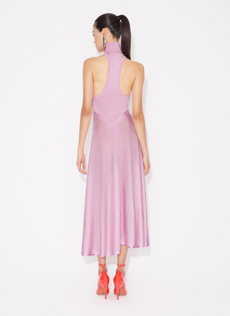 Pink Women's Alaia Shiny Flared Dress Australia | D5S-1989