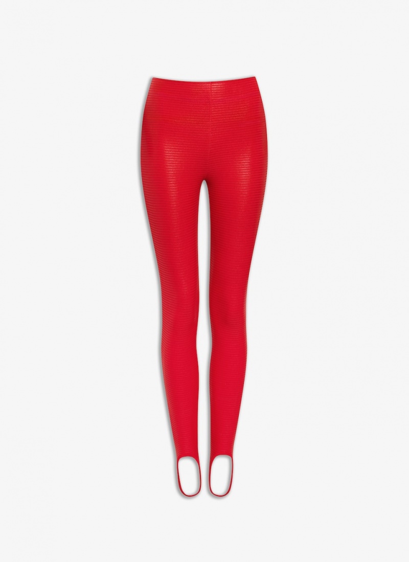 Red Women\'s Alaia Coated Leggings Australia | I9A-3123