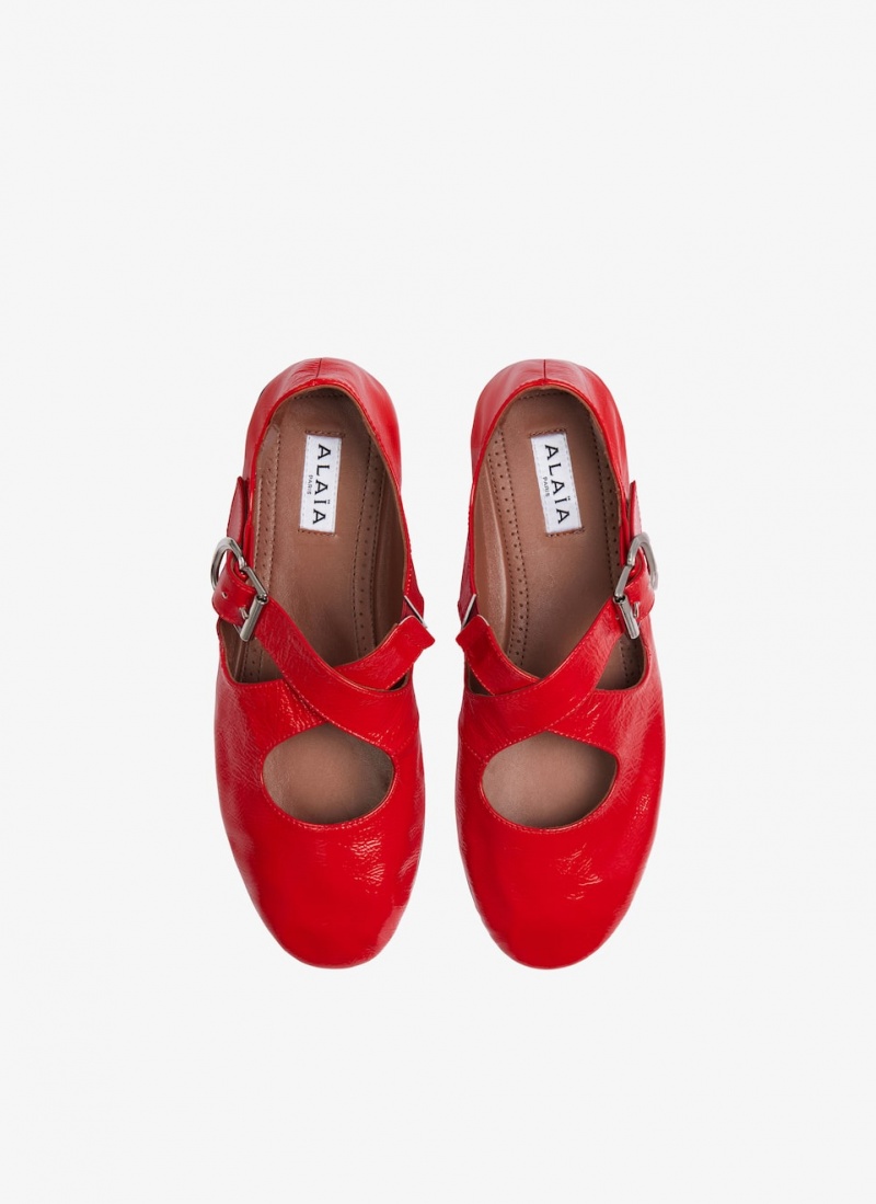 Red Women's Alaia Criss Cross Ballet Flat Shoes Australia | I6V-6260