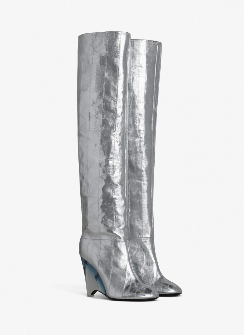 Silver Women's Alaia Wedge Boots Australia | B0K-3514