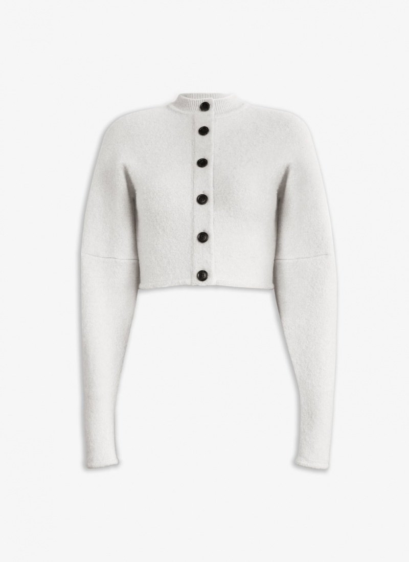 White Women\'s Alaia Alpaca Cropped Cardigan Gilets Australia | G4L-2103