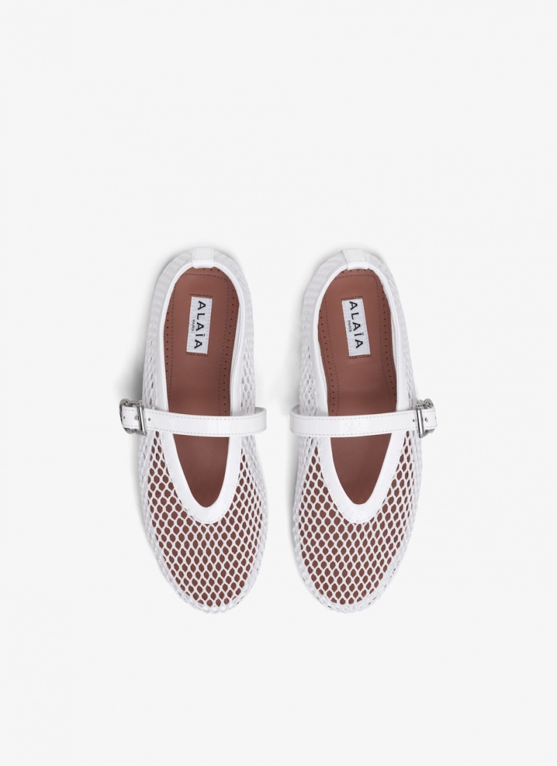 White Women's Alaia Ballet Flat Shoes Australia | W2S-6289