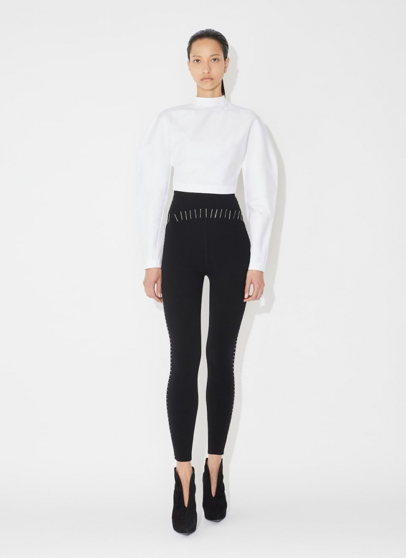 White Women's Alaia Cropped Poplin Tops Australia | T6X-4943