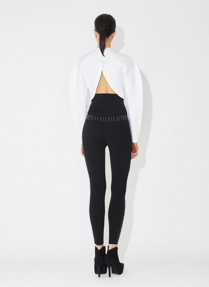 White Women's Alaia Cropped Poplin Tops Australia | T6X-4943