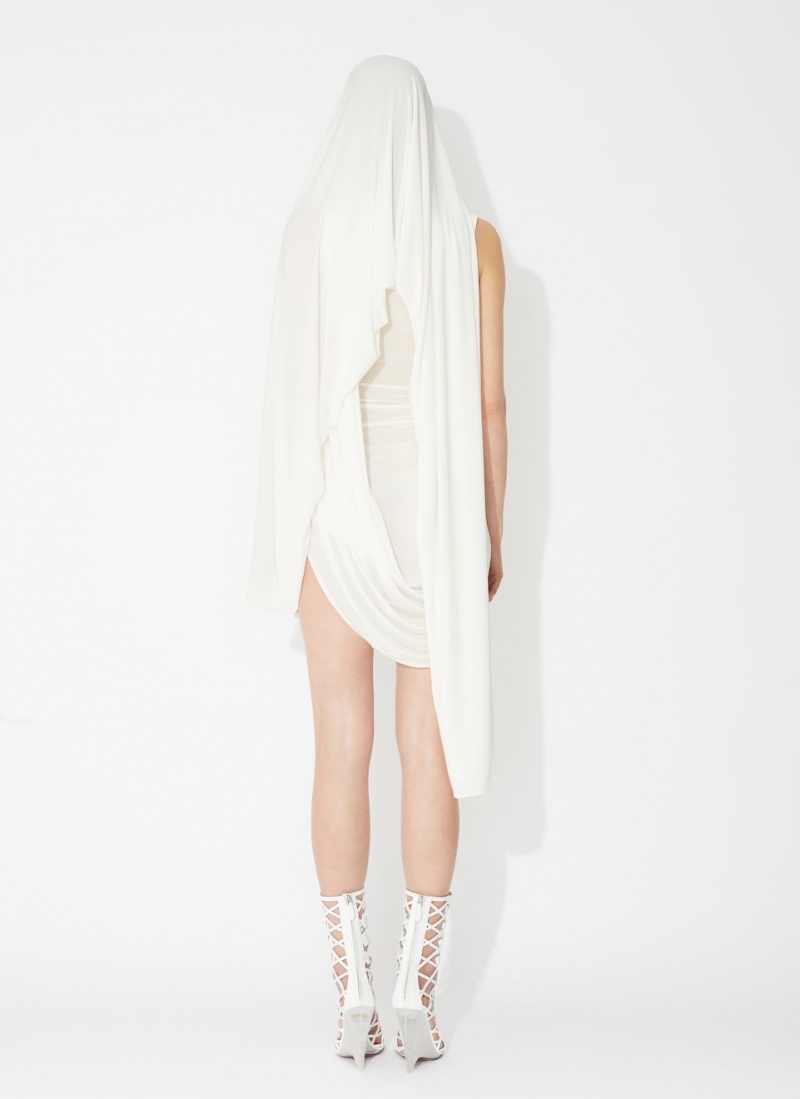 White Women's Alaia Draped Fluid Jersey Dress Australia | I3S-2066