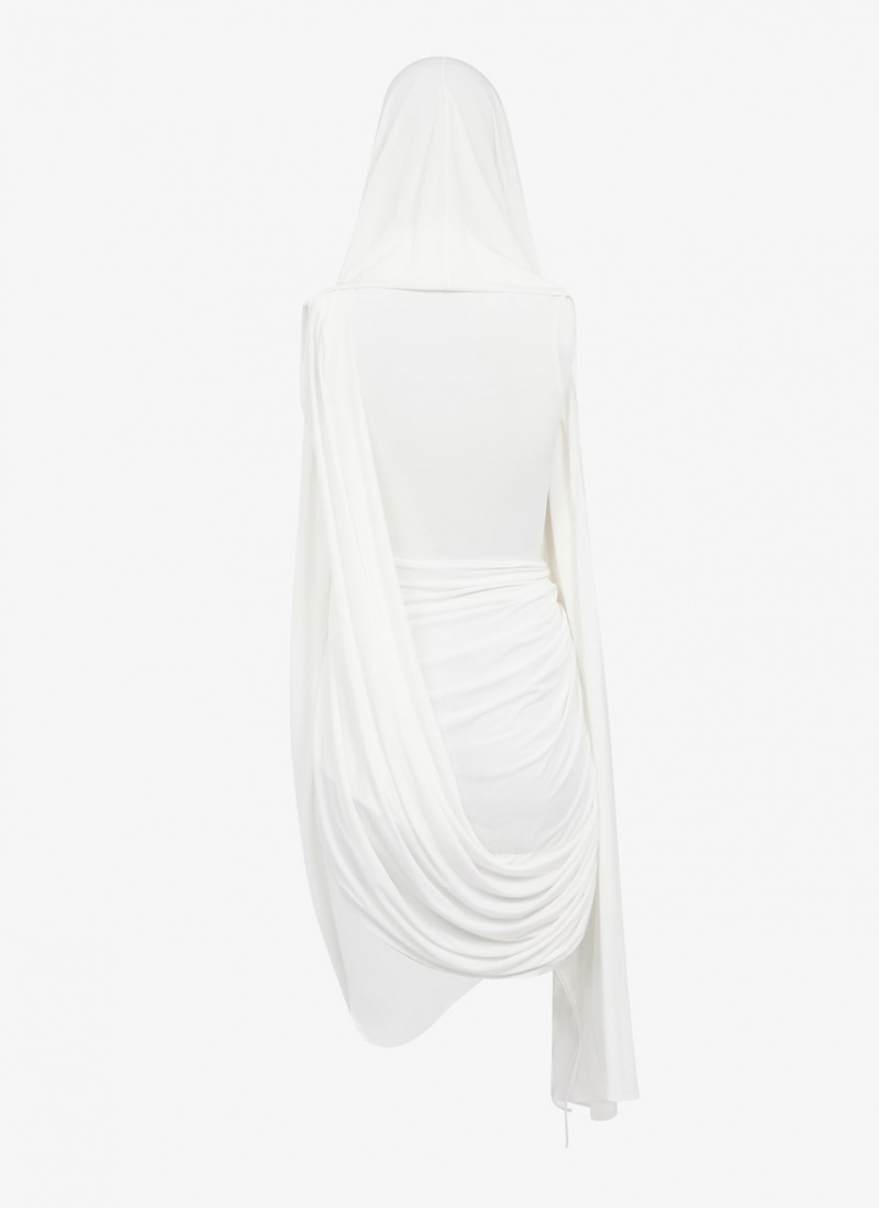 White Women's Alaia Draped Fluid Jersey Dress Australia | I3S-2066