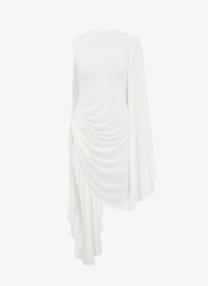 White Women\'s Alaia Draped Fluid Jersey Dress Australia | I3S-2066