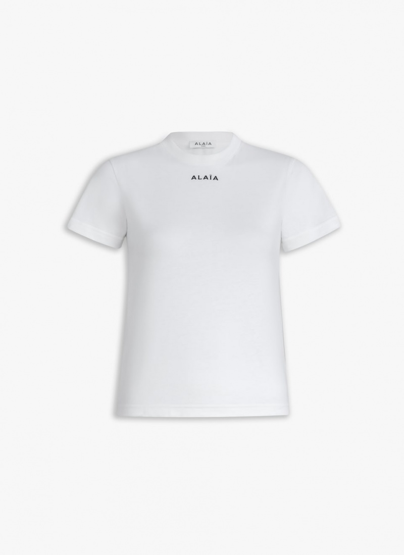 White Women\'s Alaia Fitted T-shirt Alaïa Tops Australia | L9N-1526