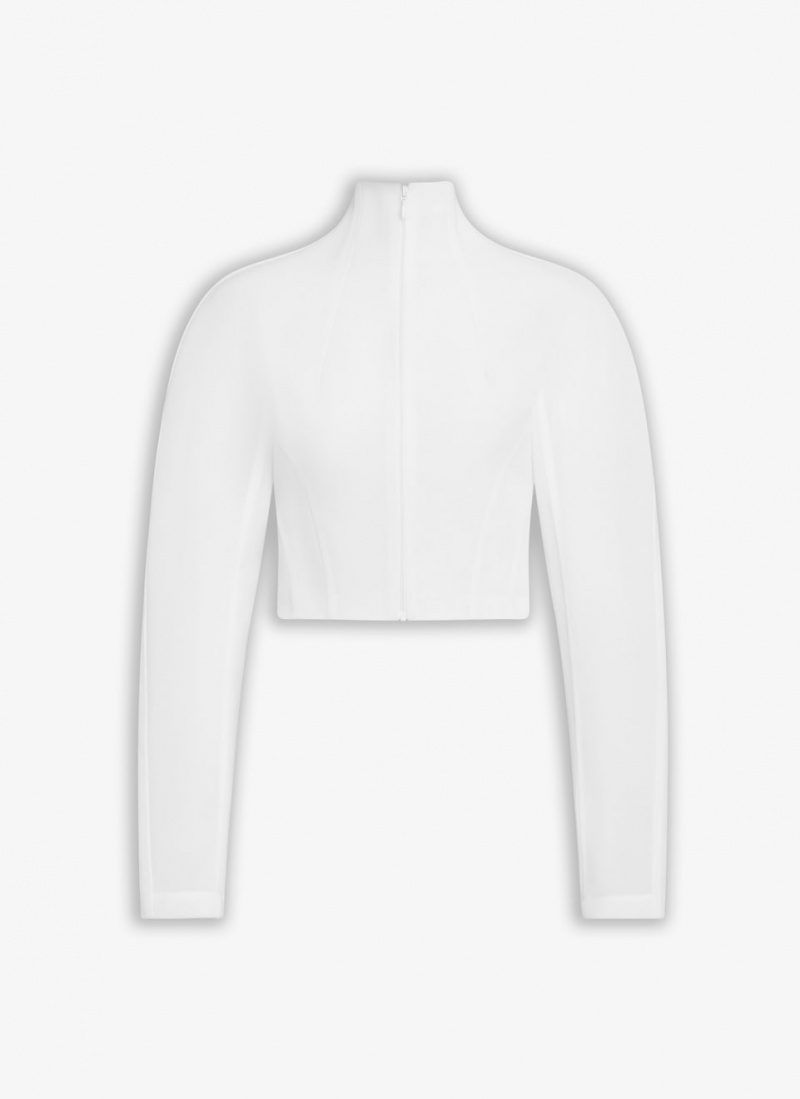 White Women\'s Alaia Highneck Jacket Coats Australia | I8C-8404