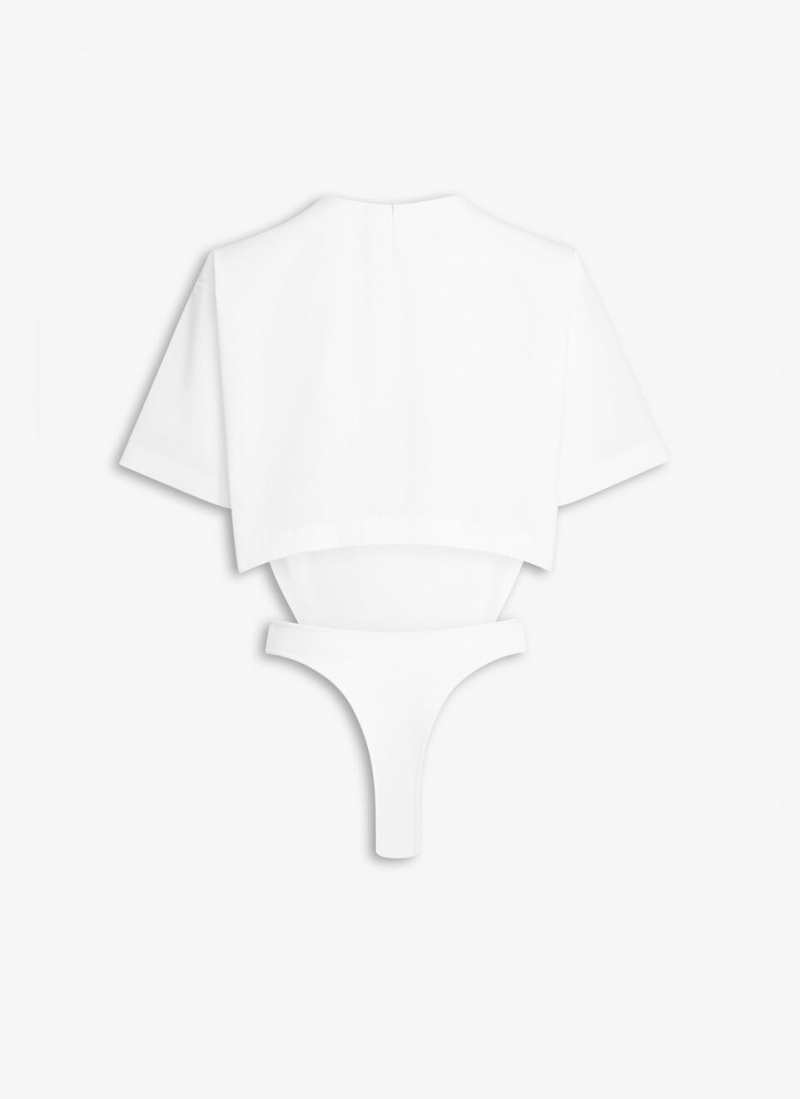 White Women's Alaia Poplin Body T-shirt Tops Australia | S5G-7748