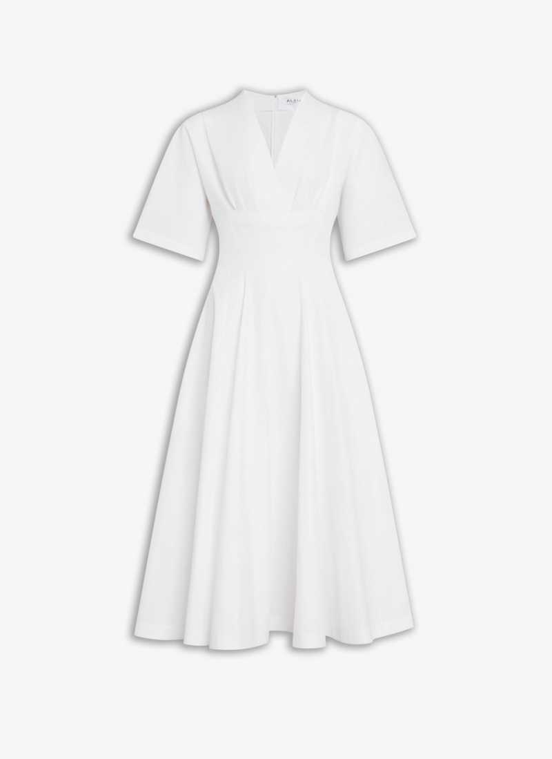 White Women\'s Alaia Poplin Dress Australia | H3V-2096