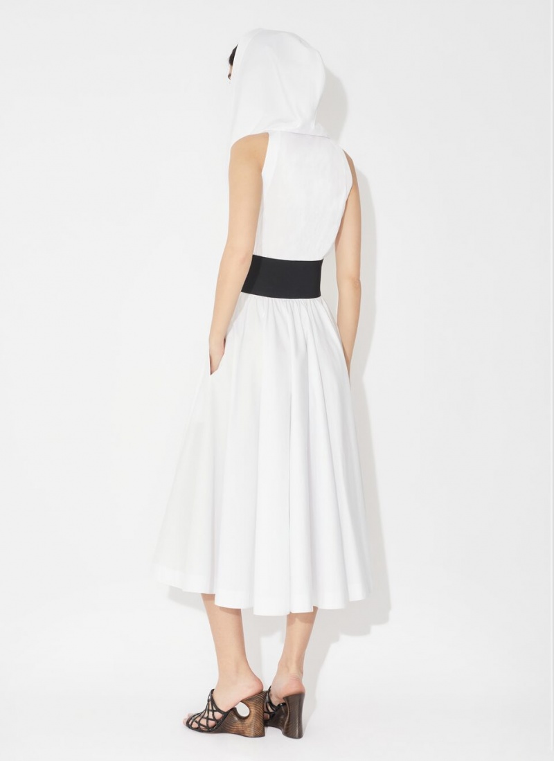 White Women's Alaia Poplin Hood Dress Australia | V4W-3939