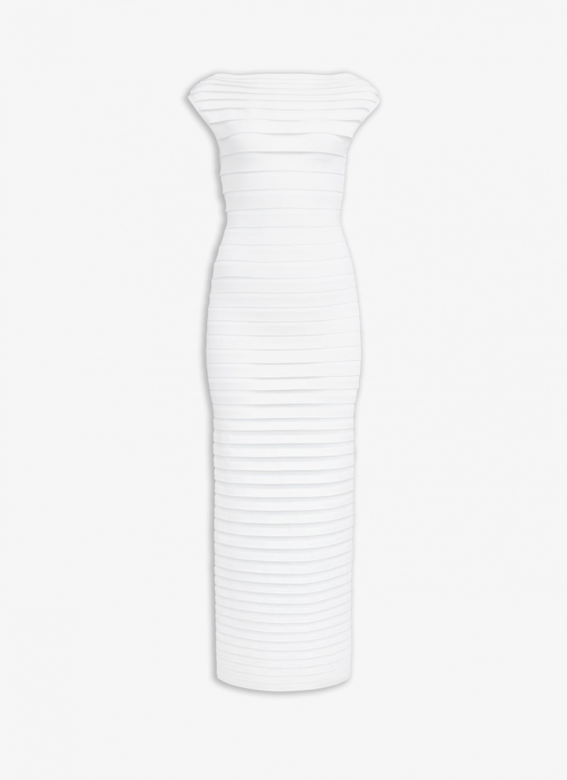 White Women\'s Alaia Tube Sheer Midi Dress Australia | N7X-6070